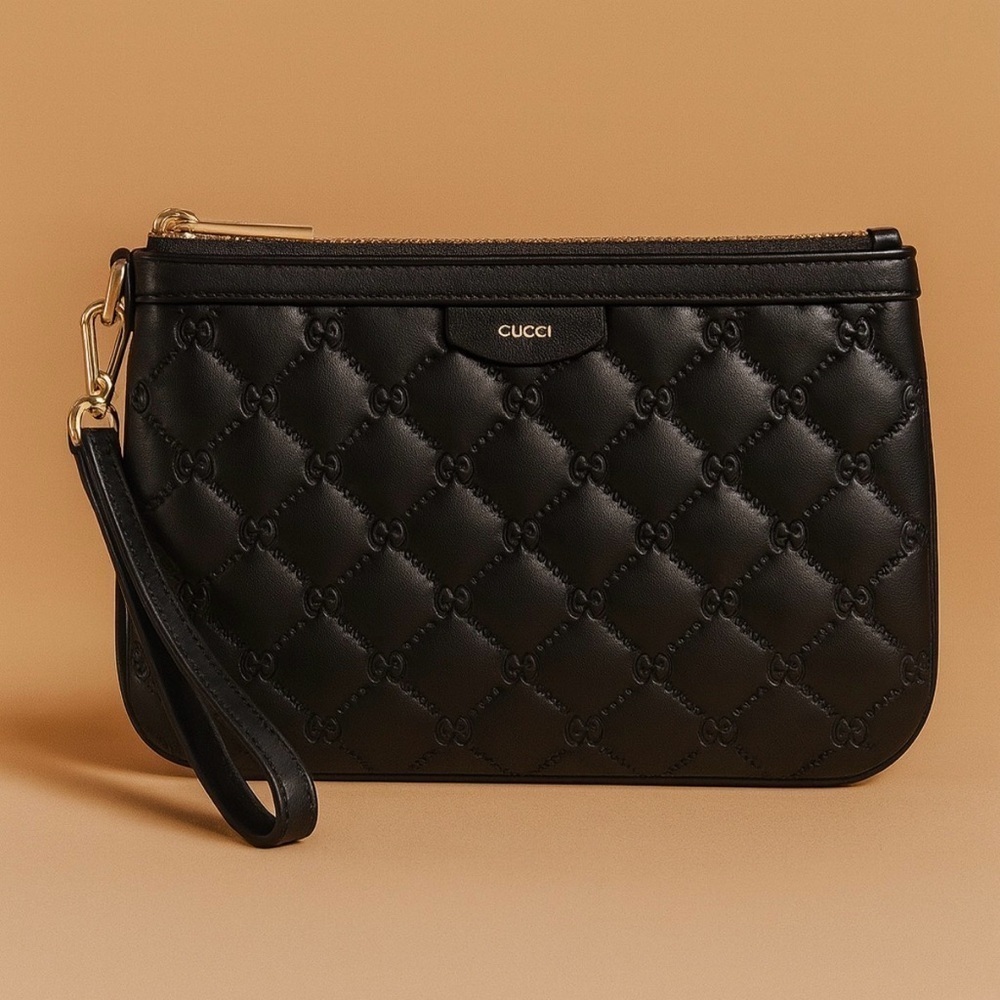 Nine West Black Quilted Wristlet Purse